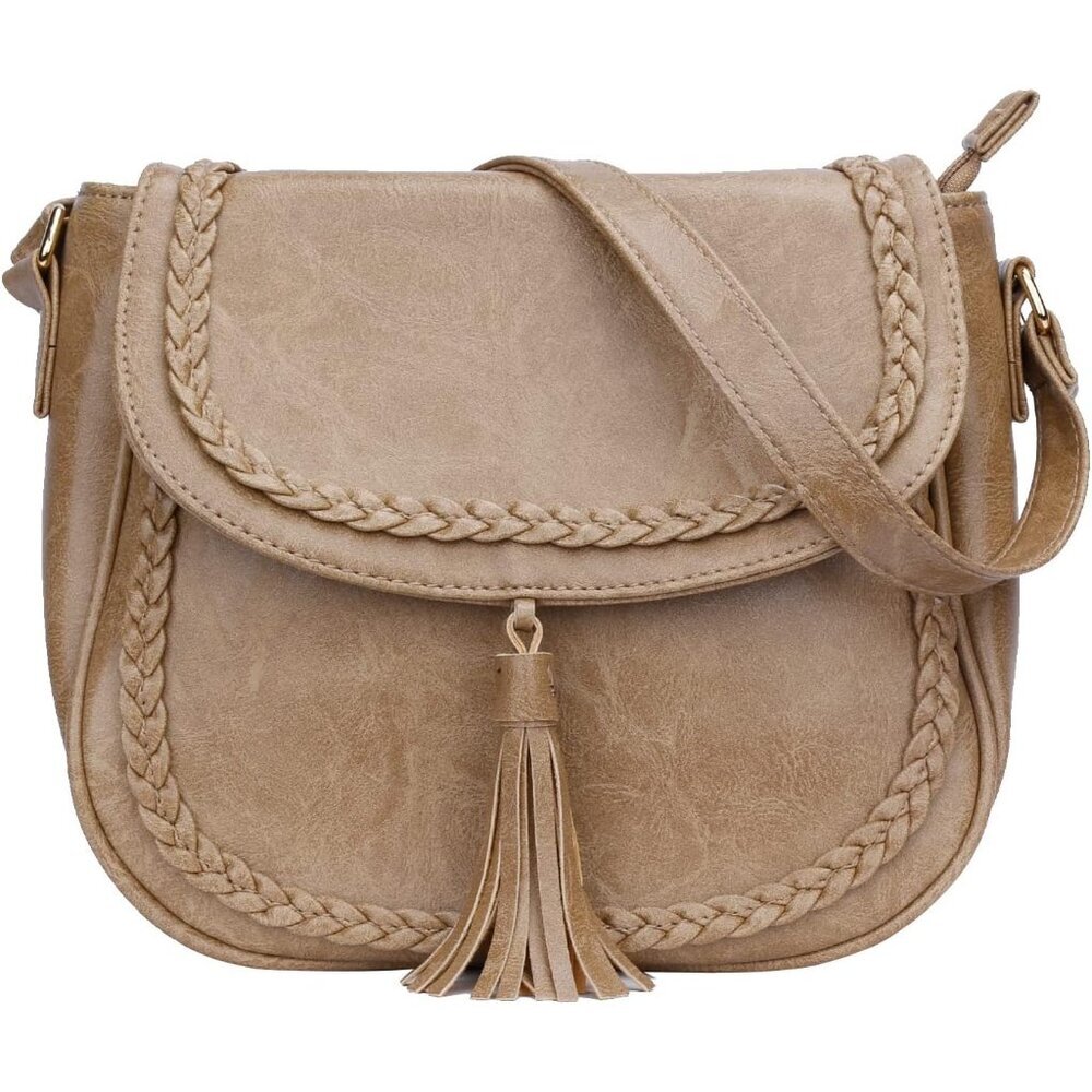 Casual Faux Leather Crossbody Bag Women Tassel Vintage Purses Handbag